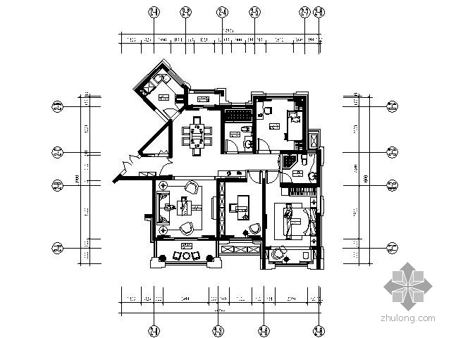 西安装修样板房资料下载-[西安]115㎡新古典三居样板房施工图（含效果）