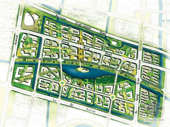 中国昆山滨河景区规划资料下载-昆山某商务区规划设计
