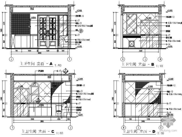 法式建筑立面CAD资料下载-法式别墅卫生间立面图