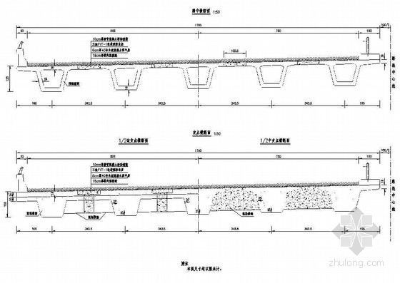 连续刚构桥dwg横断面资料下载-20m预应力混凝土连续箱梁桥上部典型横断面节点详图设计
