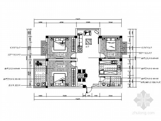 室内装修复式楼资料下载-[江苏]顶层复式住宅室内装修图