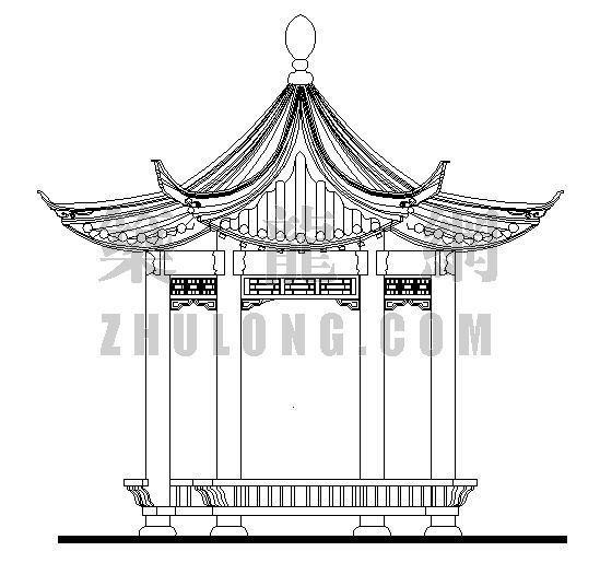 六角亭cad施工图资料下载-古典六角亭施工图