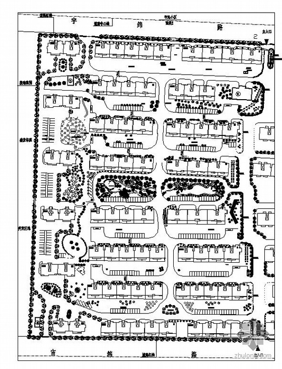 小区绿化设计CAD图资料下载-某小区绿化平面设计图
