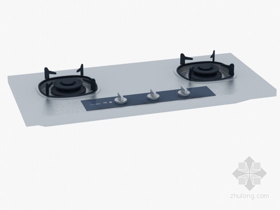 燃气壁挂炉3d模型资料下载-双盘燃气灶3D模型下载