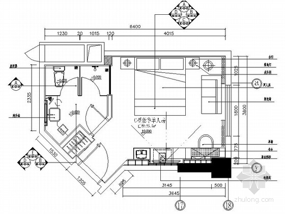 宾馆单人间cad资料下载-[重庆]高档四星级酒店豪华单人间装修施工图