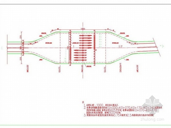 沥青公路平面资料下载-高速公路入口收费站平面及路面结构设计图