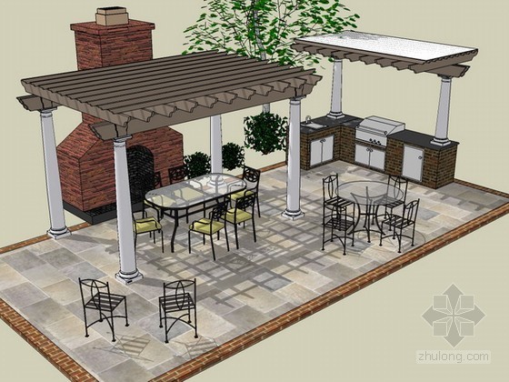 户外展板su模型资料下载-户外厨房sketchup模型下载