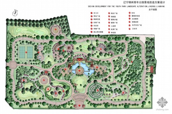 景观节点透视手绘资料下载-[手绘]辽宁锦州公园景观设计方案