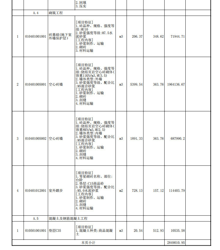 标准化厂房综合楼工程量计算实例（含图纸）-建筑工程清单计价表2