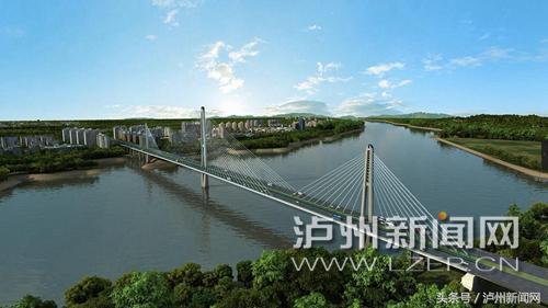 匝道效果图资料下载-泸州长江六桥主桥施工启动 为世界最大三塔式公轨两用斜拉桥