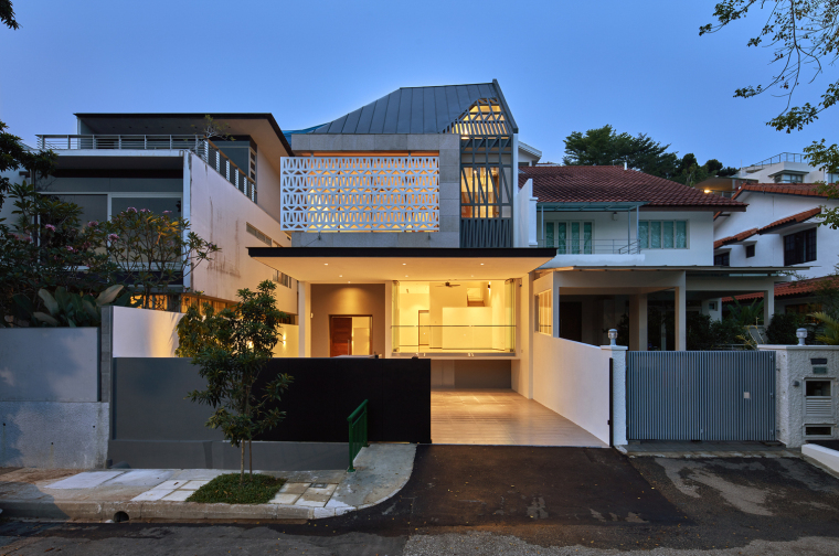 2米高的挡土墙施工图资料下载-新加坡半独立之家