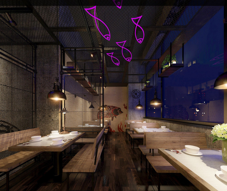 (原创）烤鱼餐厅设计案例效果图-烤鱼餐厅12.jpg