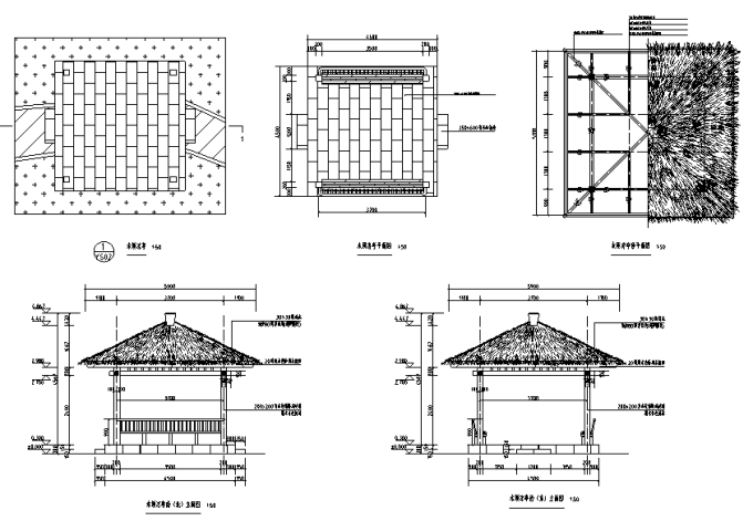 木质凉亭施工图资料下载-特色木质凉亭设计详图