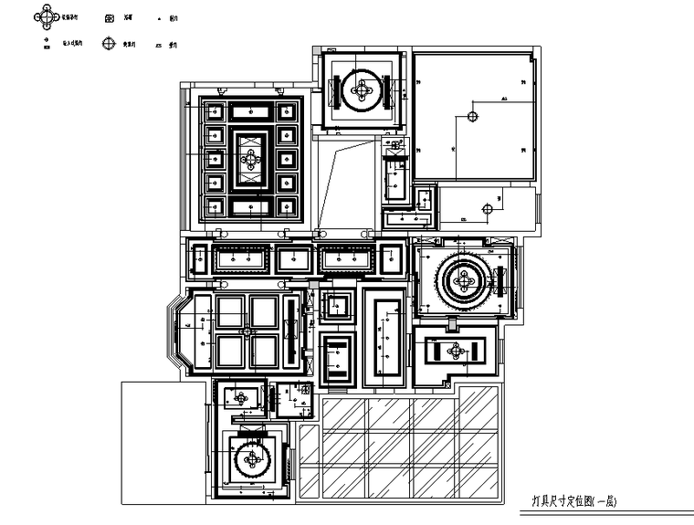 [江苏]浪漫法式风450平米独栋别墅设计施工图（附效果图）-灯具尺寸定位图