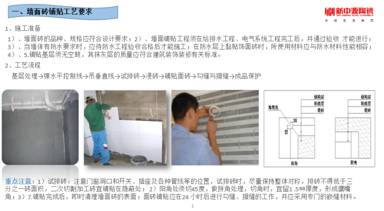 饰面砖铺贴施工工艺资料下载-施工工艺标准要求修改版