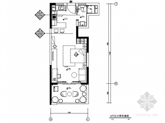 现代简约小型住宅资料下载-[上海]小型现代简约风格一居室室内装修施工图（含效果）