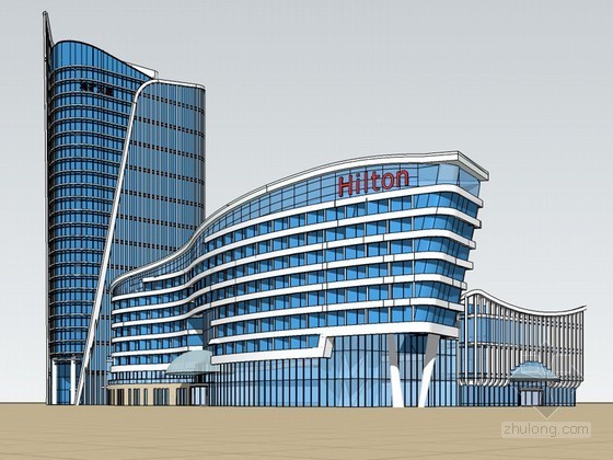 高级酒店空间设计资料下载-高级酒店SketchUp模型下载