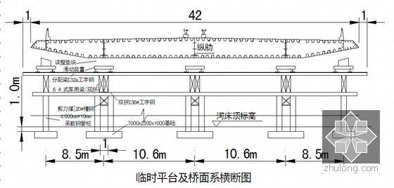 100m跨径支承体系独塔斜拉桥超全施工组织设计（412页图文丰富）-临时平台及桥面系横断图