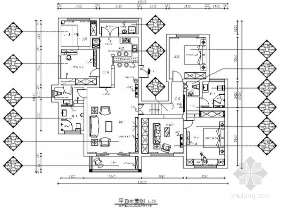 四居室装修CAD资料下载-[贵州]地中海风格四居室装修CAD施工图（含效果图）