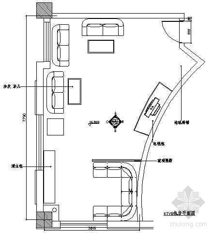 3a景区厕所标准平面图资料下载-KTV包房平面图3