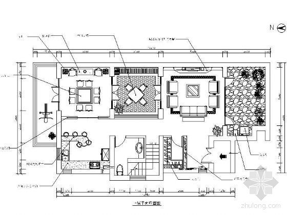 农村一层别墅CAD资料下载-某别墅一层平面图