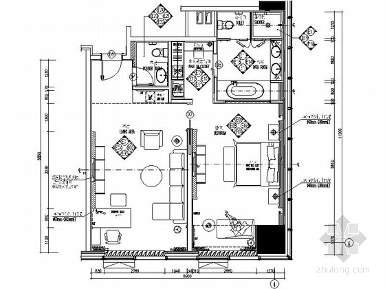 [河北]某五星级豪华酒店标准房室内装修施工图(含效果)