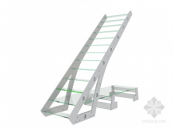 3d玻璃门窗模型资料下载-玻璃楼梯3D模型下载
