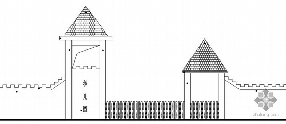 小型幼儿园建筑方案资料下载-某幼儿园大门建筑方案图