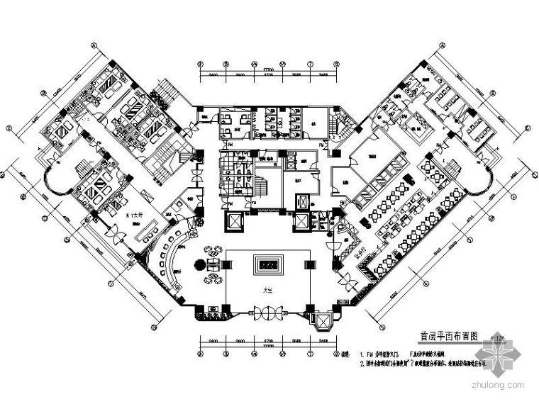 cad平面布局家具资料下载-某假日酒店平面布局图
