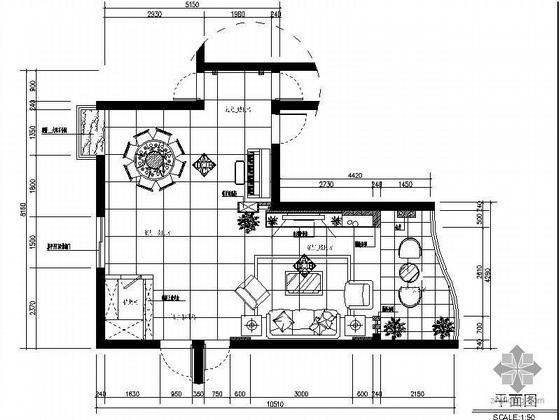 cad客厅图资料下载-某居室客厅装修图