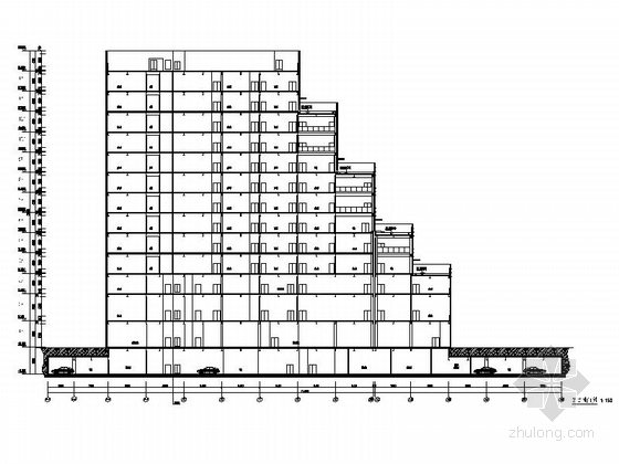 高层钢框架结构多层次企业研发楼建筑设计方案图（16年最新）-高层钢框架结构多层次企业研发楼建筑剖面图