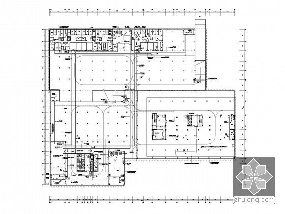 [山东]一类商业综合办公楼强弱电系统电气施工图纸（负荷计算 机房工程）-动力干线、接地平面图