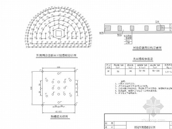 5类围岩隧道设计资料下载-隧道Ⅳ类Ⅲ类围岩爆破开挖图