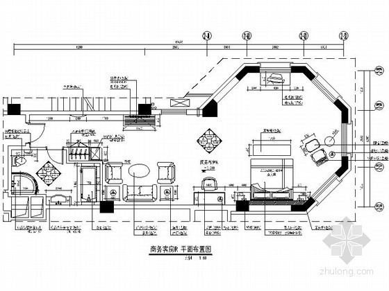 豪华商务套房平面资料下载-酒店豪华Q型商务套房室内装修图