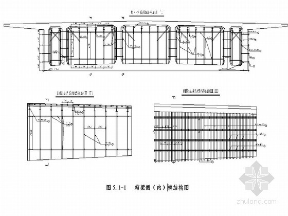 矮塔斜拉桥现浇箱梁支架系统计算书-箱梁侧（内）模结构图 