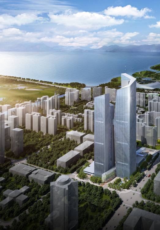 300建筑设计方案资料下载-[深圳]300多米超高层创新科技中心建筑设计方案文本（含CAD）