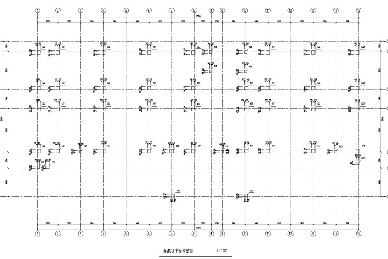 [四川]五层框架结构医院门诊楼建筑工程量计算实例（手算电算）-框架柱平面图