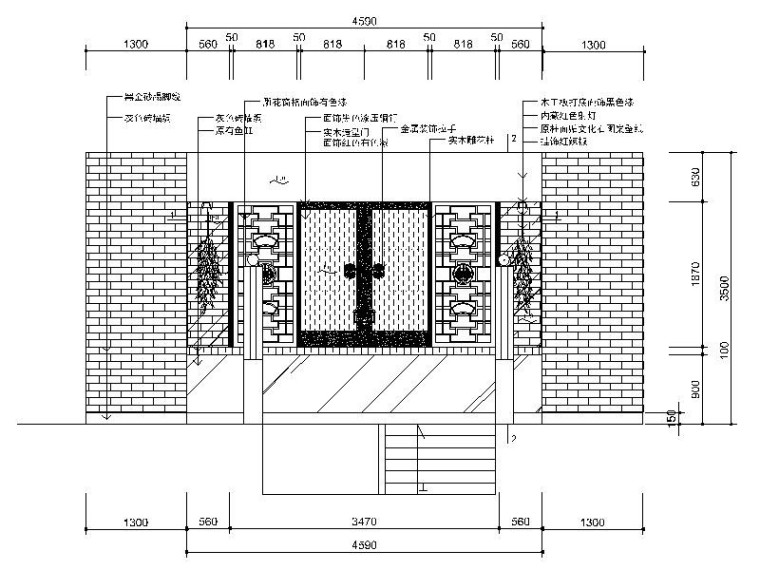 [重庆]知名连锁餐饮新中式特色火锅店室内设计施工图-[重庆]知名连锁餐饮新中式特色火锅店室内设计立面图