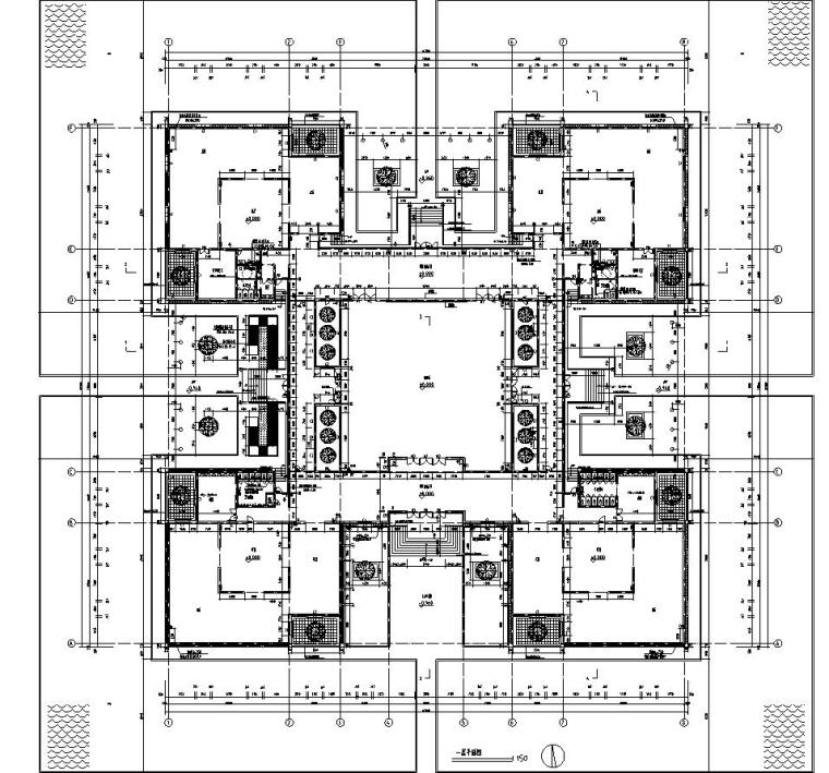 [宁夏]单层剪力墙结构书院建筑施工图全套专业图纸-单层剪力墙结构书院建筑平面图