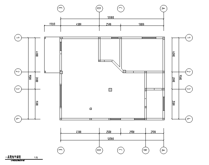 简约欧式风格两层别墅设计施工图（附效果图）-一层原始平面图