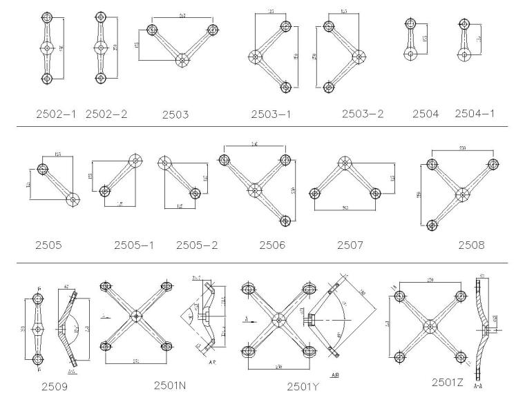 玻璃爪件节点图资料下载-250系列驳接爪施工图