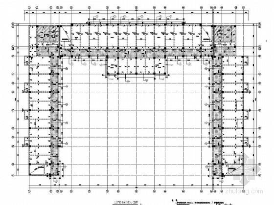 [四川]五层框架结构寄宿制学校教学楼结构施工图（含详细建筑图）-三层结构平面布置及配筋图 