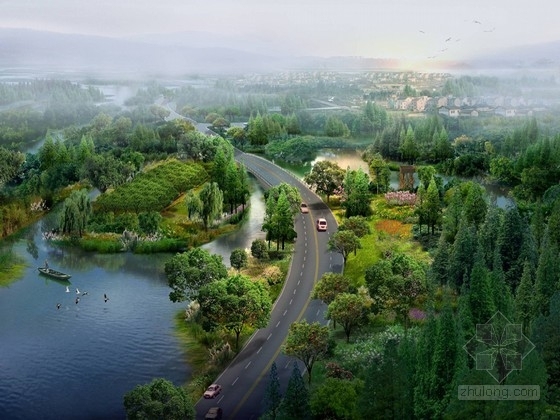 湿地滨河景观资料下载-[山东]“飘带”滨河湿地公园景观规划设计方案（北京著名景观公司）