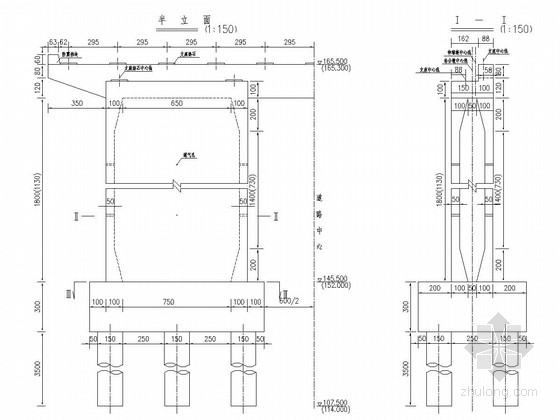 高桥薄壁空心墩cad资料下载-双薄壁墩连续刚构桥下部结构施工图（37张）