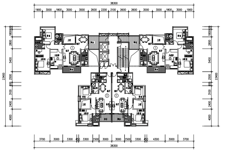 [广东]英伦风格特色小镇景观规划设计方案-建筑平面图