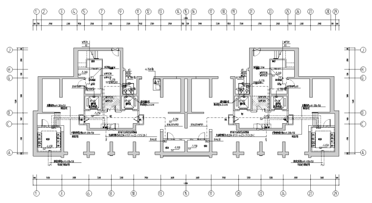 上海经济开发区大型住宅项目机电设备施工图-电力平面图