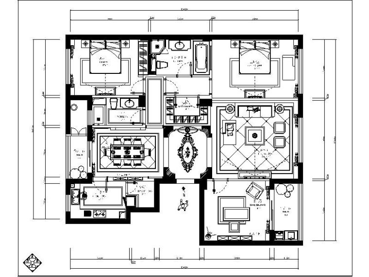 上海豪宅施工图资料下载-[上海]欧式高端私人豪宅设计施工图