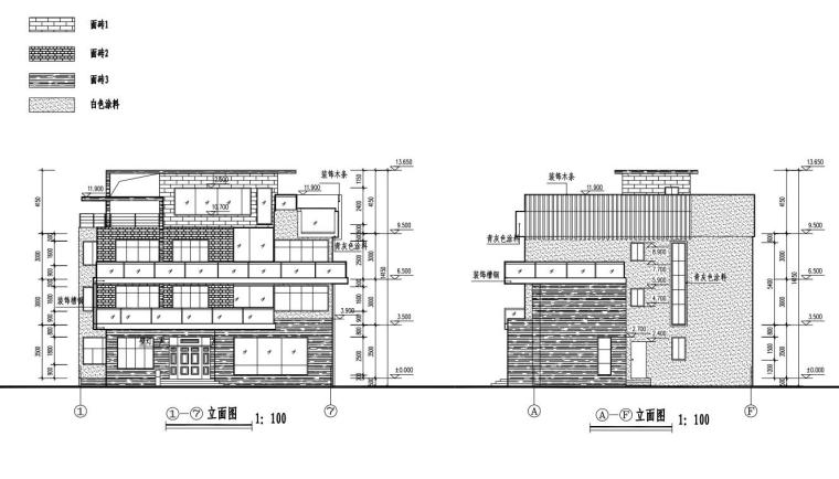 现代风格三层独栋别墅建筑设计文本框架结构（包含效果图）-立面图