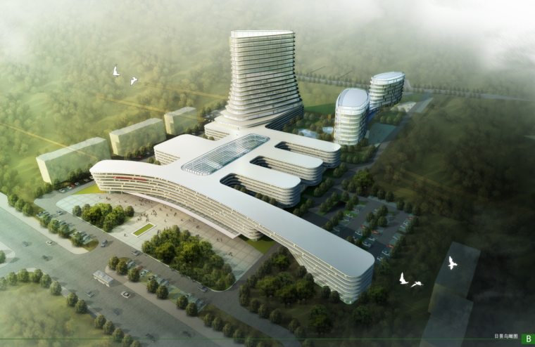 南京综合性医院资料下载-[山东]现代风格高层渐变扭曲造型综合性医院建筑设计方案文本