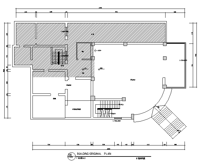 [新疆]1200㎡特色中餐美食餐厅设计施工图（附效果图）-原始建筑图